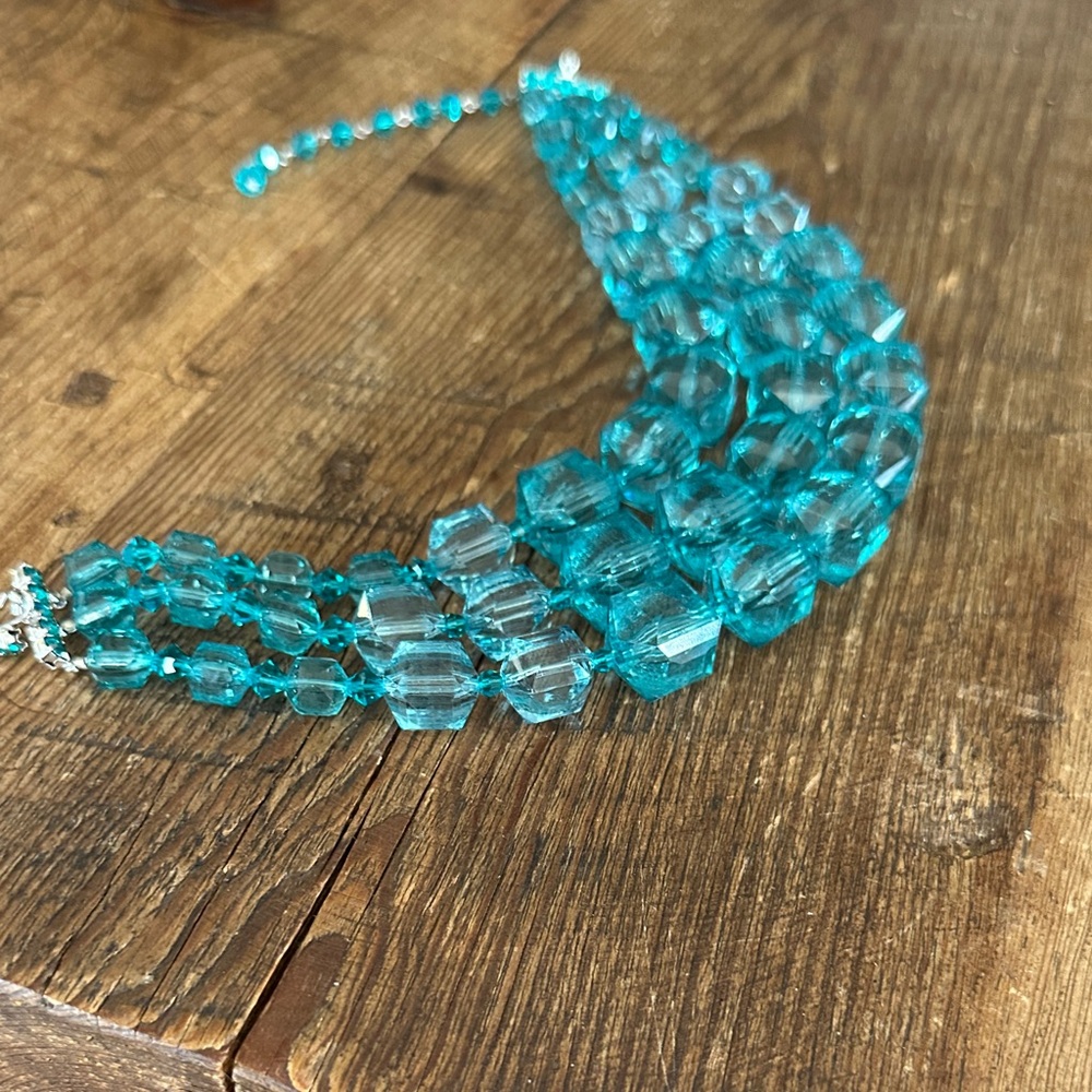Tarina Tarantino Acrylic Triple Strand Turquoise And Blue Statement Necklace - Picture 8 of 16